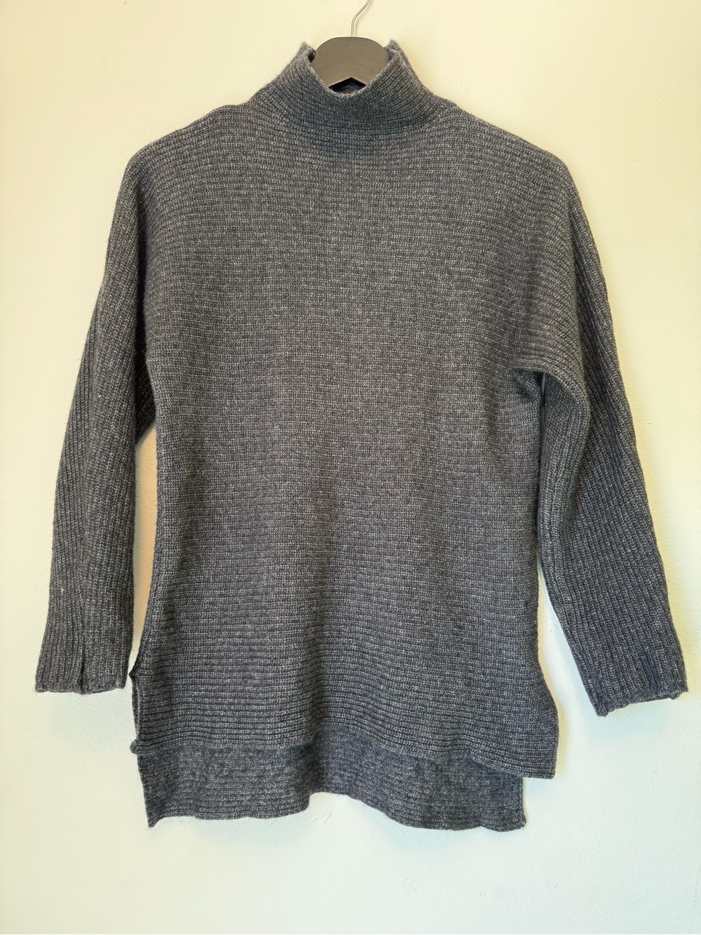Bartolini Italy Wool Cashmere Blend Mock Neck Ribbed Sweater Gray Large